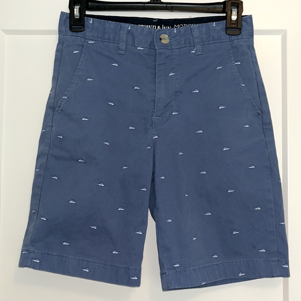 CROWN & IVY Blue Shorts w/ Swordfish - 12R - Like New